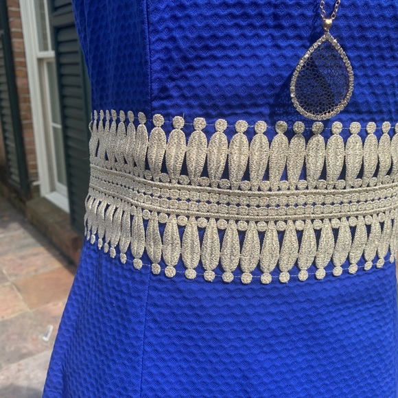 Lilly Pulitzer Gold Embroidered Dress 2 - Picture 3 of 9